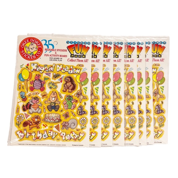 Vintage Okee Dokee Sticker Co Sticker Packs Lot Reusable Stickers Activity Board - Picture 1 of 7